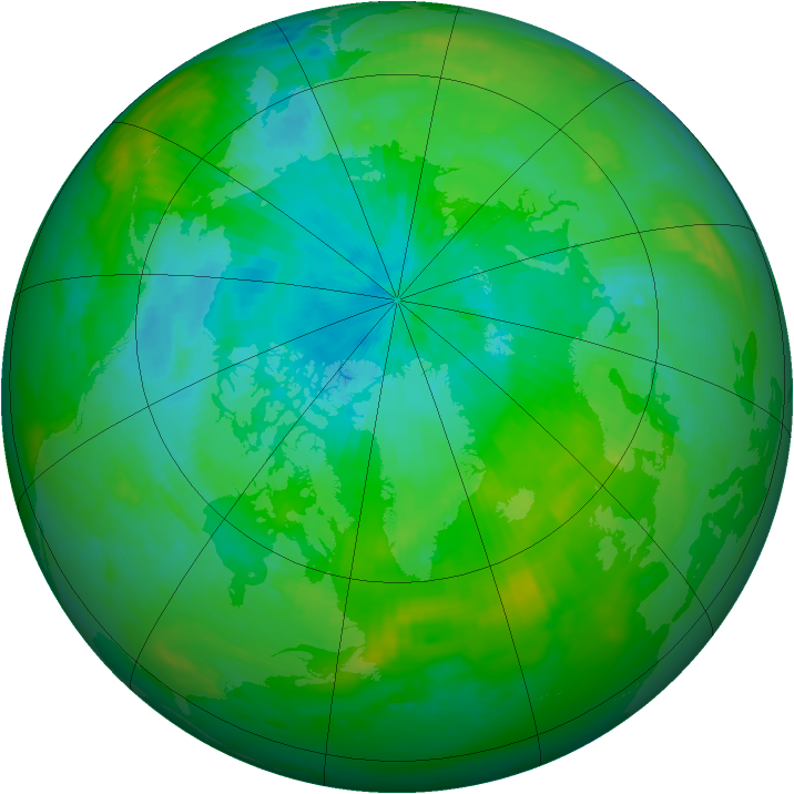 Arctic ozone map for 18 August 1989